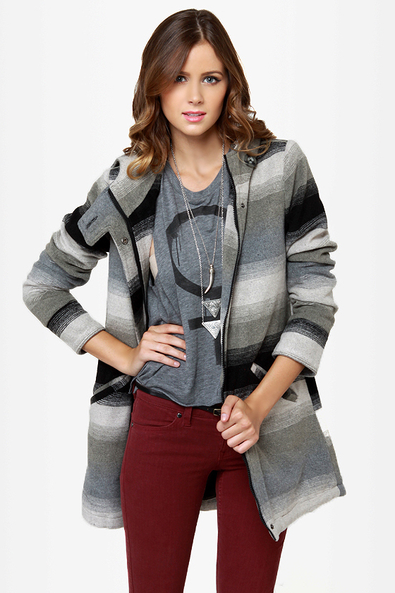 BB Dakota by Jack Jeremie Striped Grey Coat
