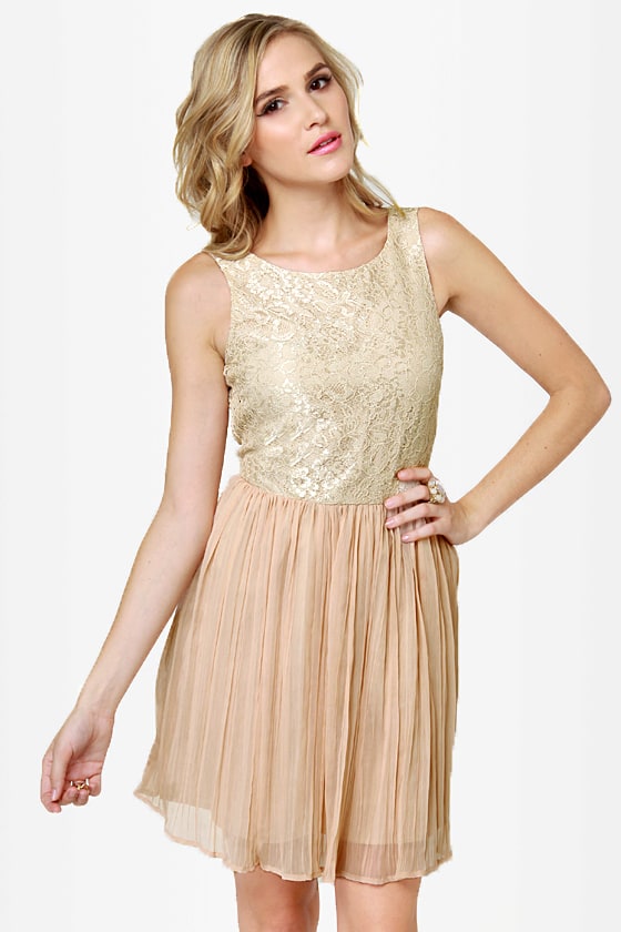 BB Dakota by Jack Javier Dress - Beige Dress - Lace Dress - $62.00 - Lulus