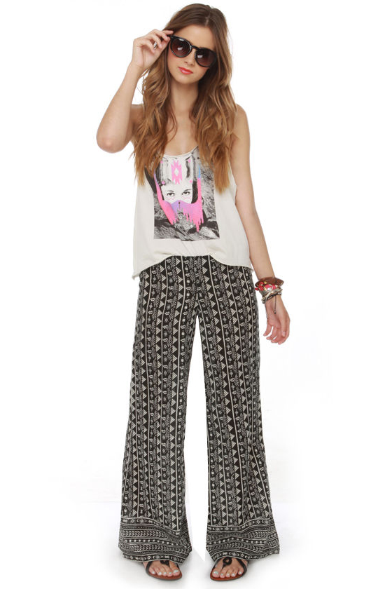 Billabong Cosima Pull-On Black Print Pants