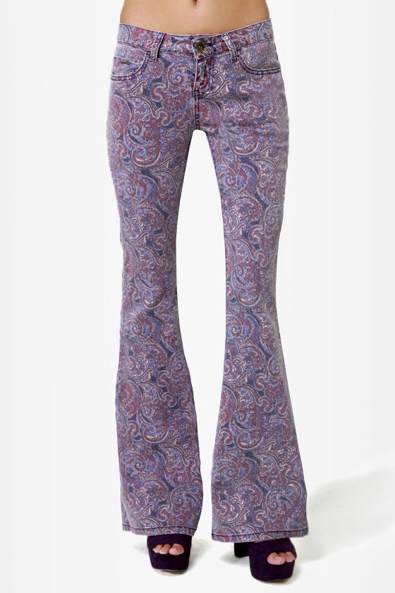 Billabong Jagger Purple Paisley Print Flare Jeans