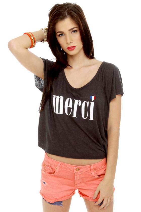 Billabong Le Paz Distressed Grey Top