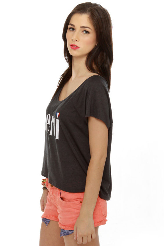 Billabong Le Paz Distressed Grey Top