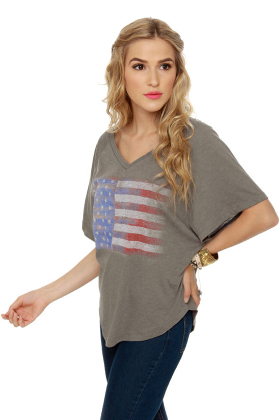 Billabong Oh America Grey Print Top