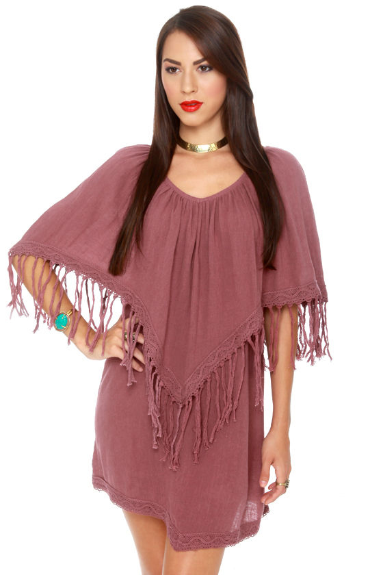 Billabong Washed Up Maroon Poncho Dress