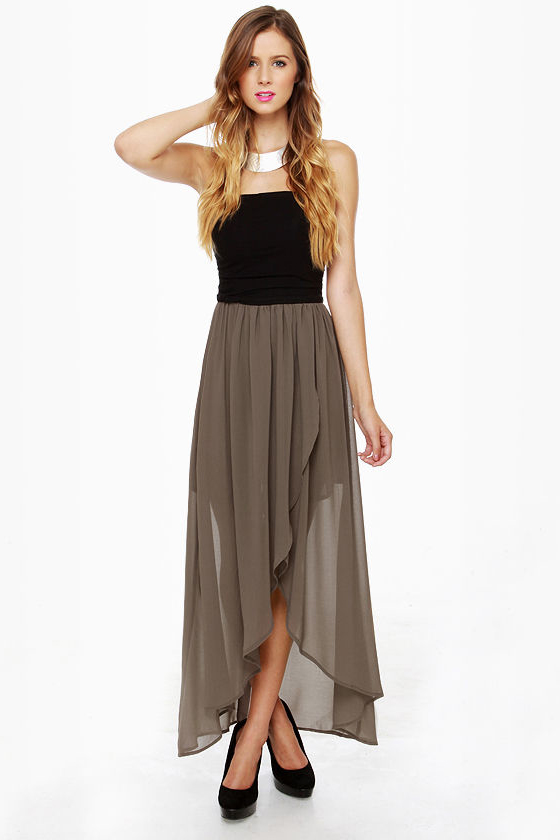 Eastwick Strapless Black and Taupe Dress