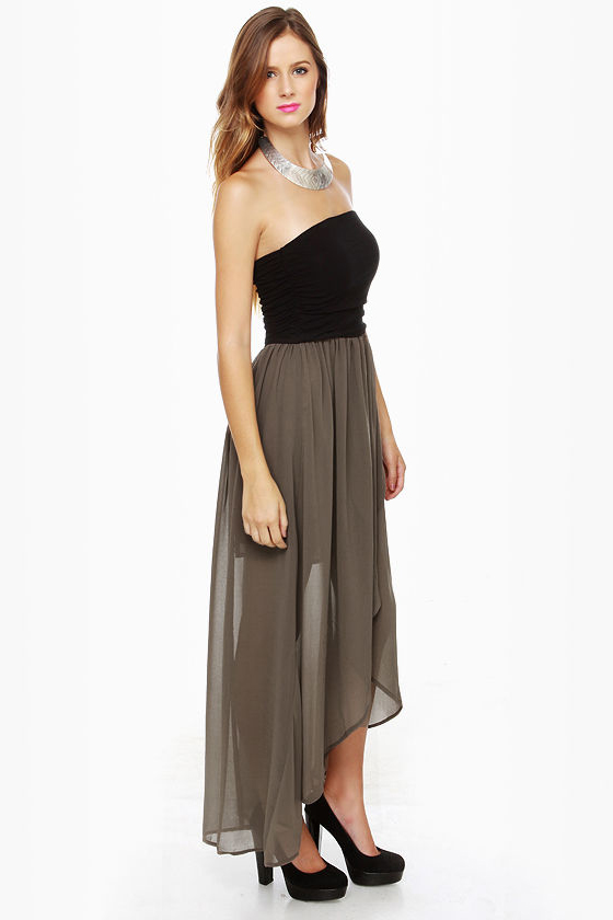 Eastwick Strapless Black and Taupe Dress