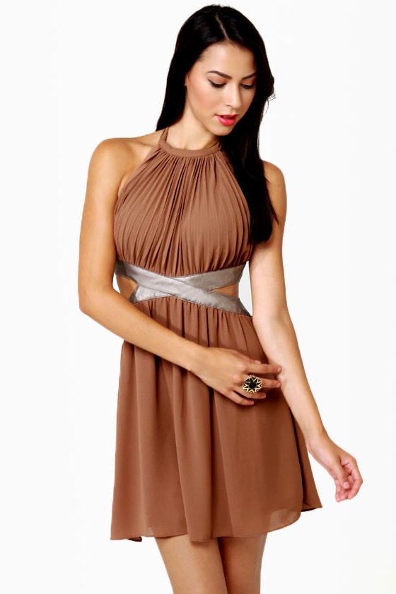 Cheap Brown Halter Dresses