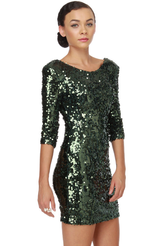 Blaque Label Supernova Green Sequin Dress