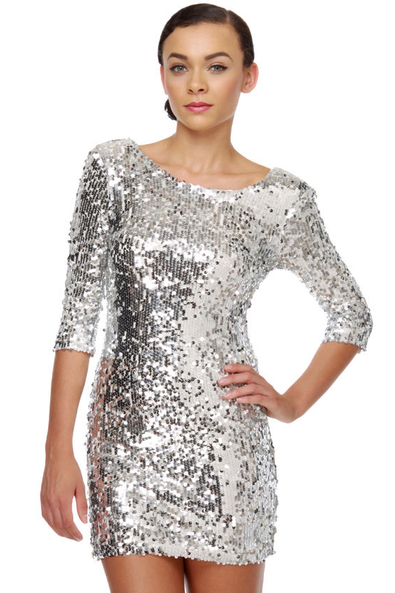 Blaque Label Supernova Silver Sequin Dress