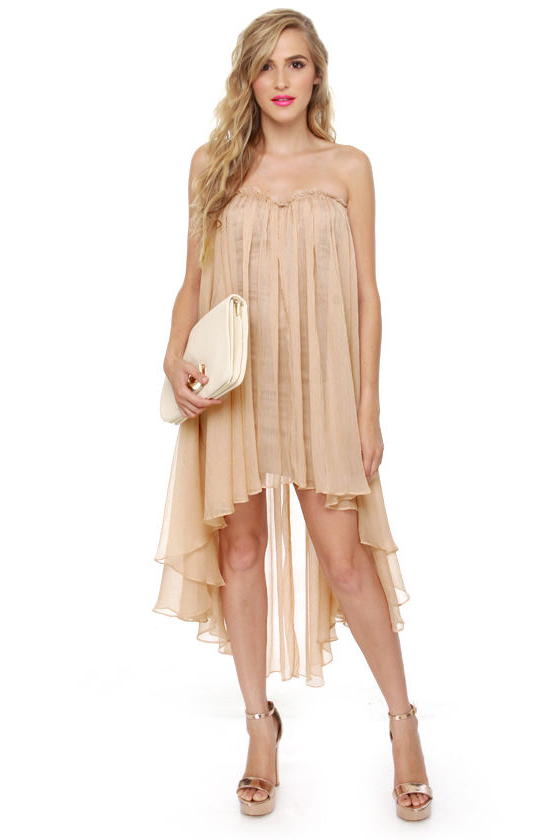 Blaque Label Aeriform Strapless Beige Dress