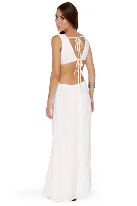 Blaque Label More or Backless Ivory Maxi Dress