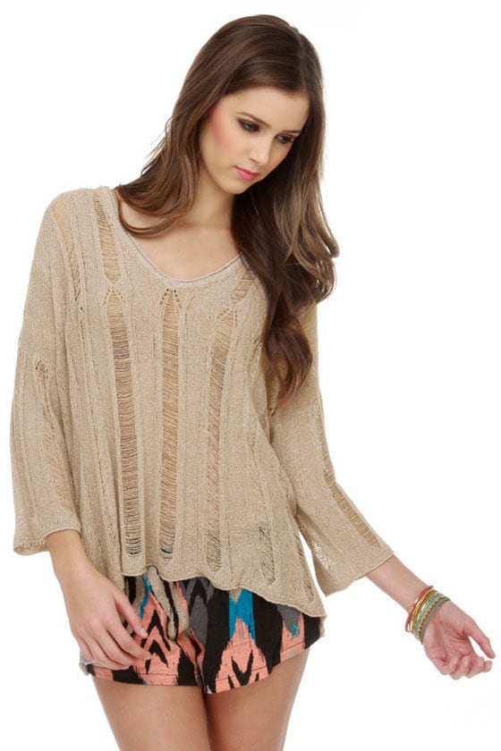Brandy Melville Marcella Top - Taupe Sweater - Sweater Top - $51.00