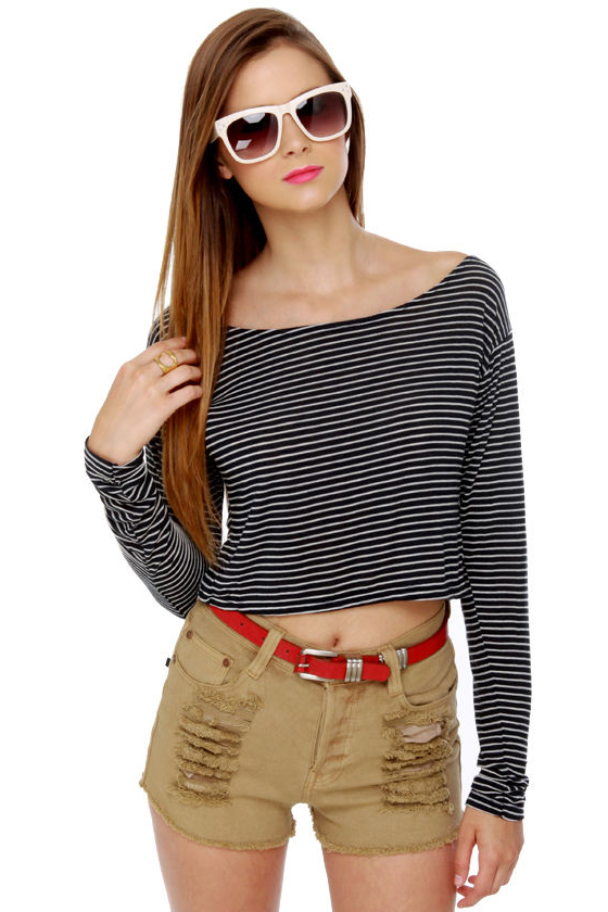 Brandy Melville John Galt Alanna Striped Blue Top