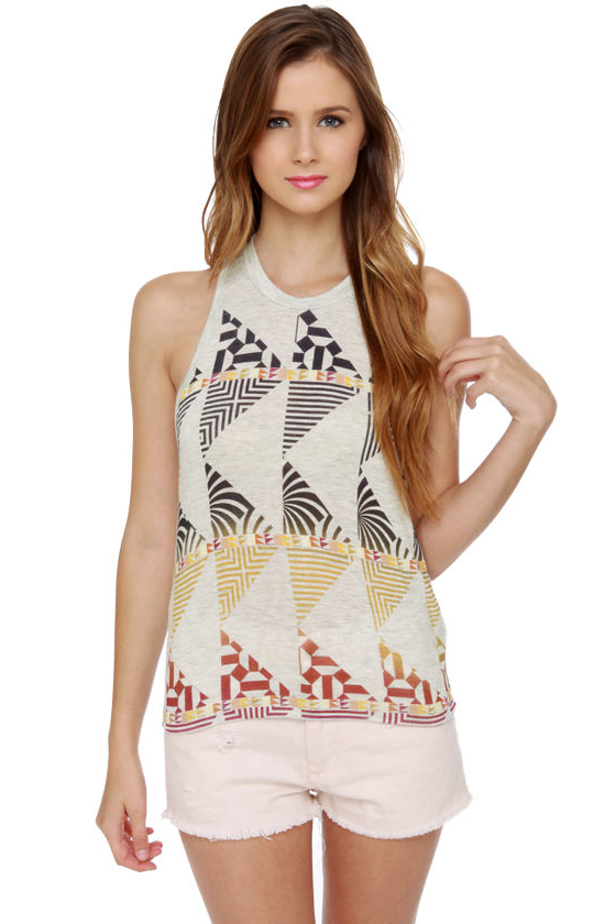 WkShp Optic Light Grey Print Tank Top