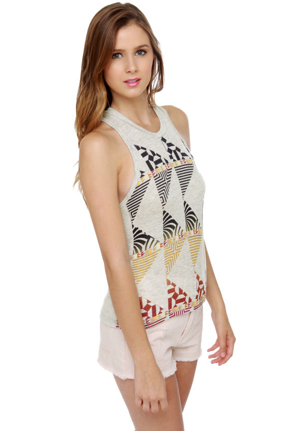 WkShp Optic Light Grey Print Tank Top