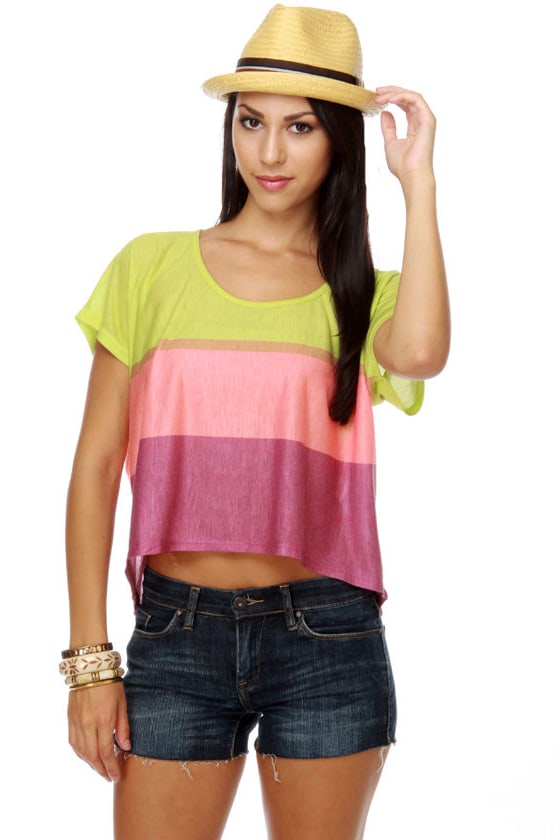 neon color block shirt