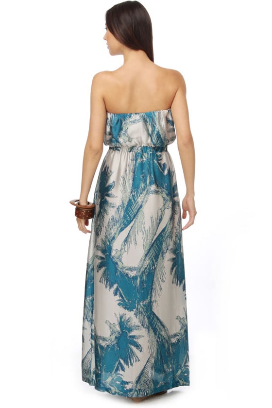 Collective Concepts Blue Palms Strapless Maxi Dress - $73 : Fashion ...