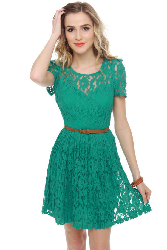 teal lace dress