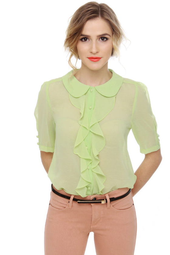 Dilly Dally Sheer Spring Green Top