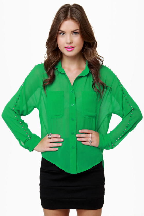 All of a Stud-den Sheer Green Top