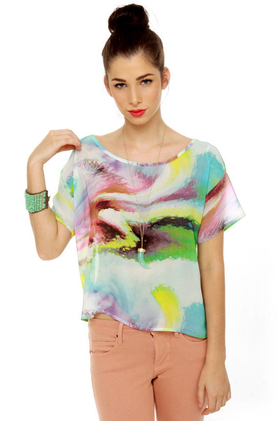 Paint the Town Rad Sheer Print Top