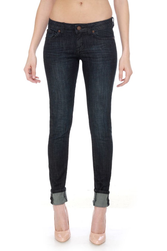 dark wash skinny jeans womens
