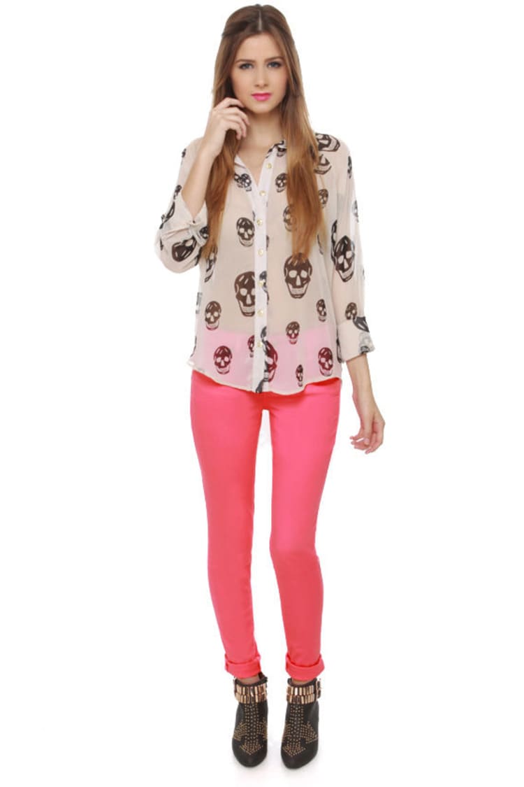 Moves Like Jagger Coral Pink Jeggings