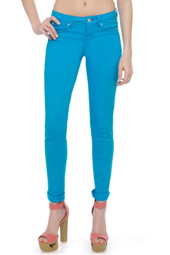 Moves Like Jagger Aqua Blue Jeggings