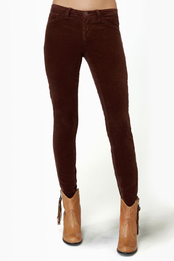 Dittos Jessica Mid-Rise Chocolate Brown Corduroy Pants