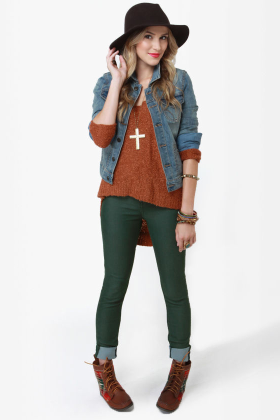 Dittos Jessica Mid-Rise Hunter Green Jeggings