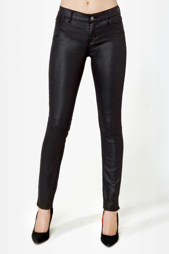 Dittos Dawn Mid Rise Shimmer Black Skinny Jeans