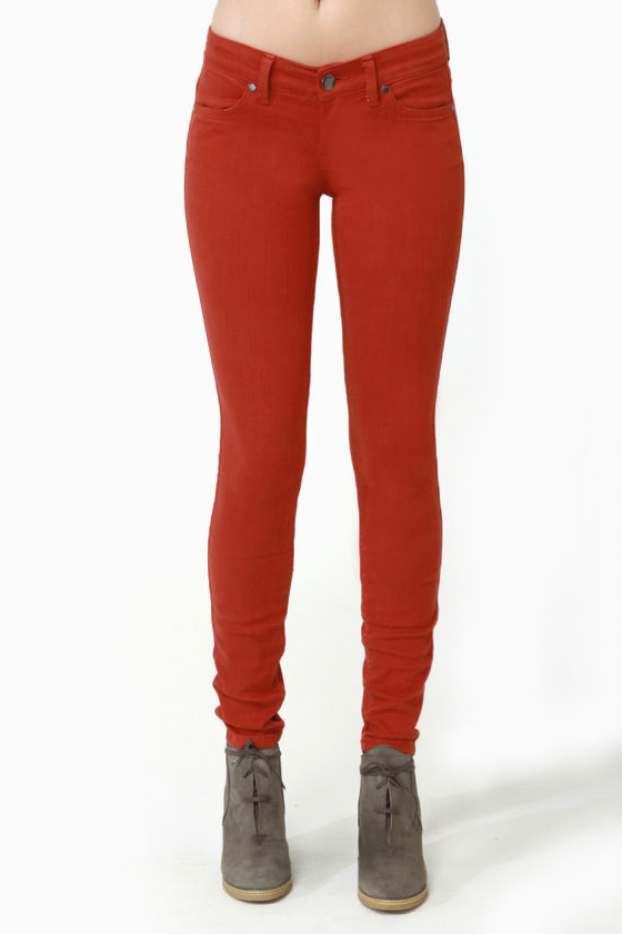 Level 99 Janice Ultra Skinny Rust Red Jeggings