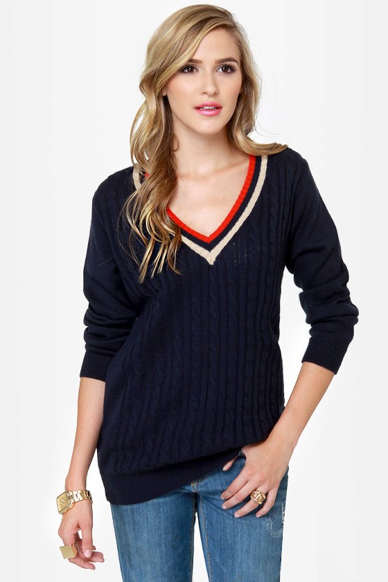 Fairway Tale Navy Blue Sweater