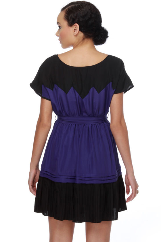 Indigo Blue Dress - Color Block Dress - Short Sleeve Dress - $45.00 - Lulus