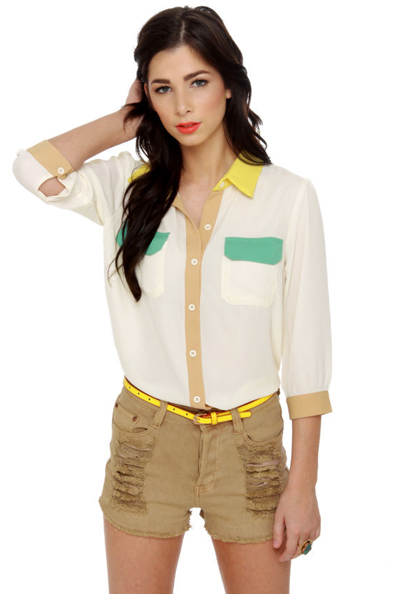 Craft Fair Cream Button-Up Top