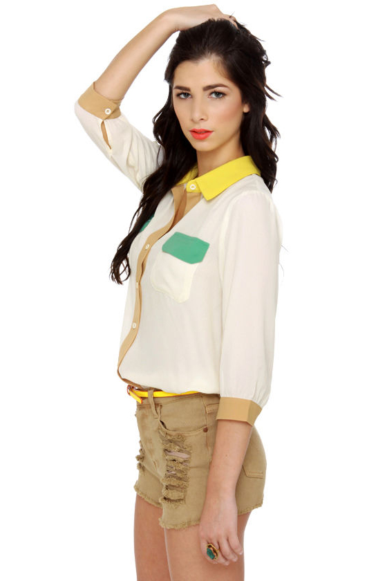 Craft Fair Cream Button-Up Top