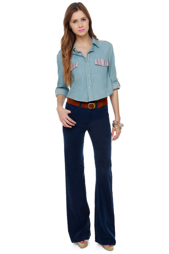 Out of Range Chambray Crop Top