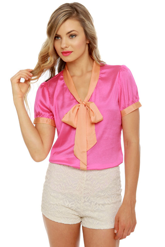 Talk Show Host Orange and Fuchsia Top