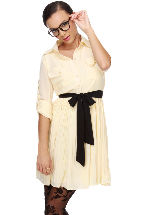 cream black tie dress Tora Cream Wrap Tie Mini Dress - US 8