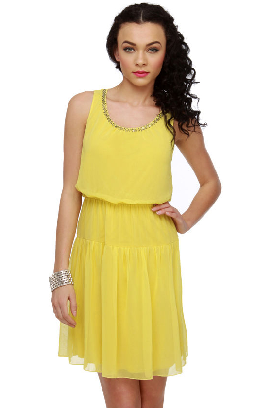 Sunbeam Beaded Yellow Dress