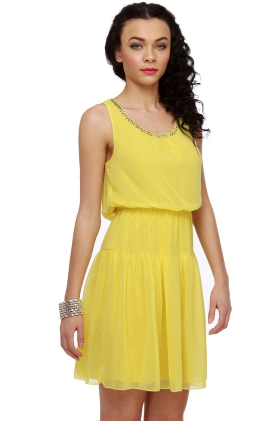 Sunbeam Beaded Yellow Dress