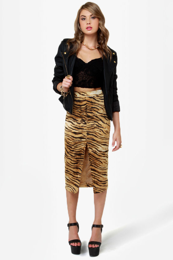 Ben-Gals Night Out Animal Print Pencil Skirt
