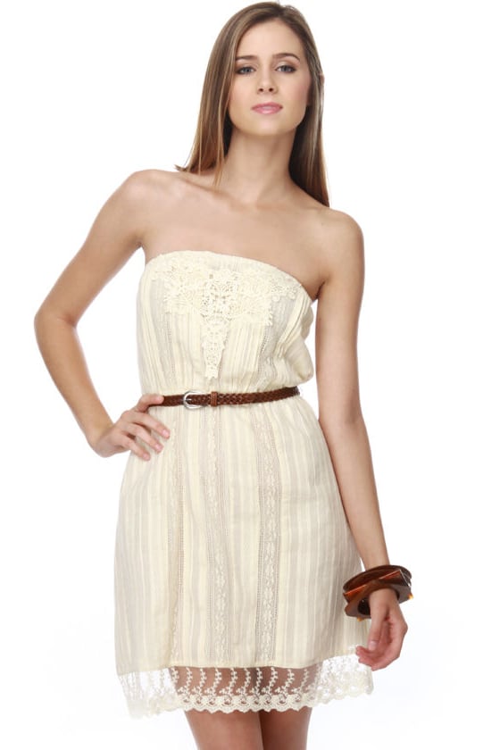 Darling Strapless Dress - Lace Dress - Cream Dress - $47.00 - Lulus