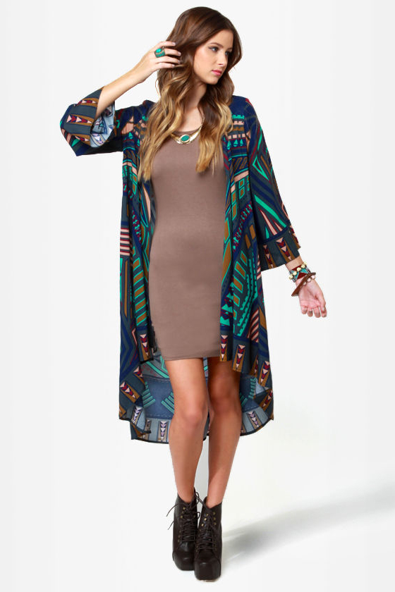 All Deco-d Out Blue Print Kimono Jacket