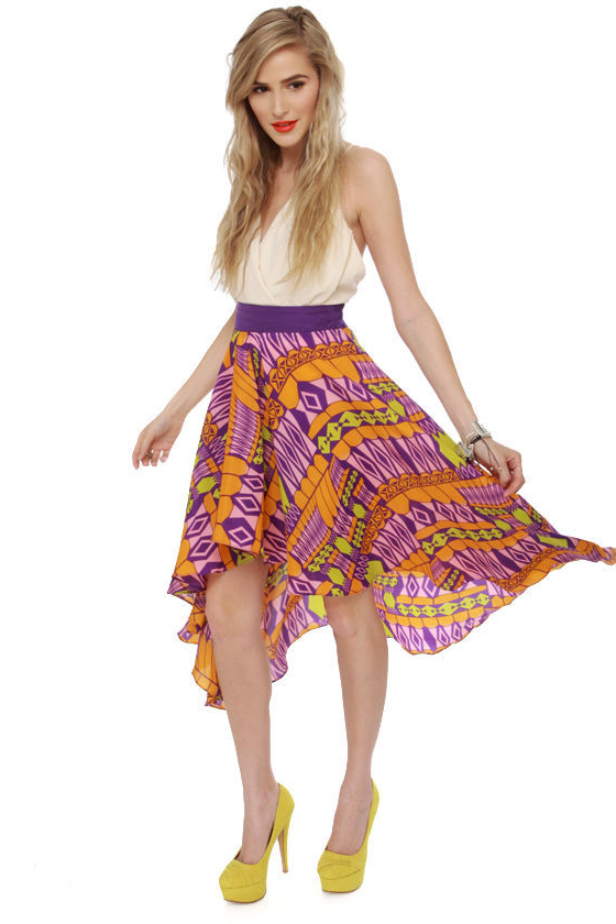 Calypso's Carnival Purple Print Skirt
