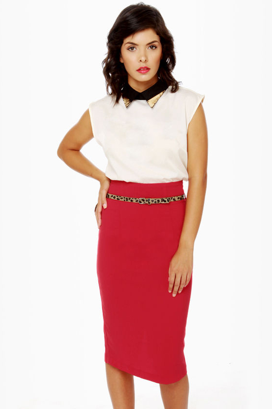 Pencil Me In Red Pencil Skirt