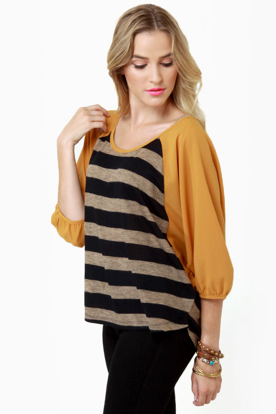 Pub Fare Yellow Striped Top