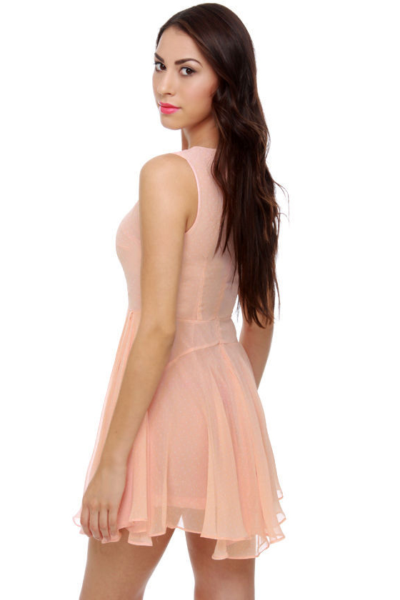 Peach Tea Peach Polka Dot Dress