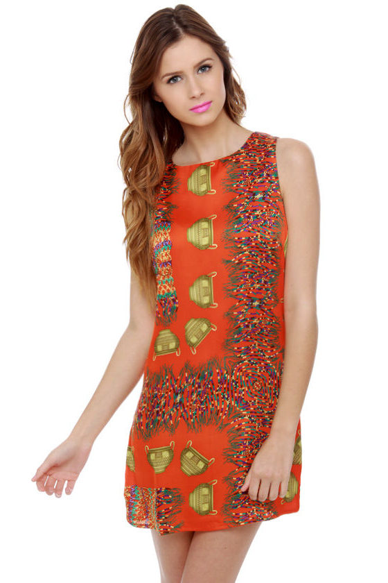 Artifact Quest Orange Print Dress