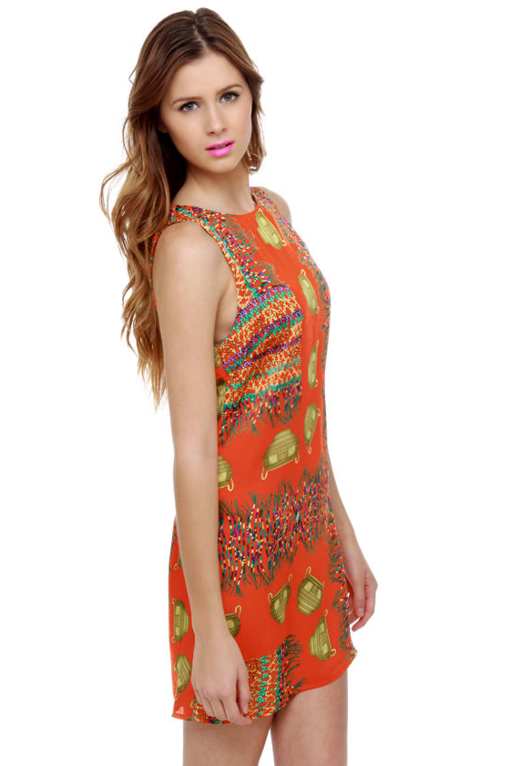 Artifact Quest Orange Print Dress
